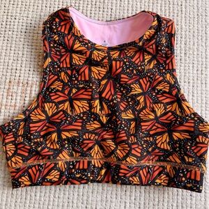 Monarch Butterfly Print Women's Bra - Orange and Black